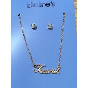 Claire’s Girls Zodiac Sign Astrological Symbol Necklace Taurus Gold Earrings